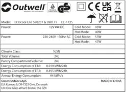 Outwell Ecocool Lite Elektrische Koelbox - 24 Liter - Donkerblauw -Bo-Camp Winkel 1068 1900 ecocool blauw 4