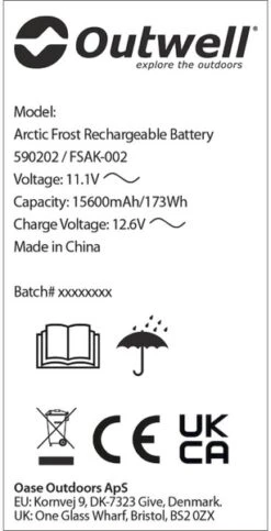 Outwell Oplaadbare Accu Voor Arctic Frost Koelboxen -Bo-Camp Winkel 1069 1900 accu 4