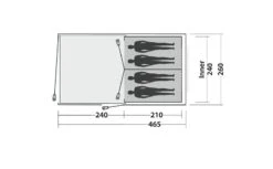 Easy Camp Galaxy 400 Rustic Green Tunneltent - 4 Personen -Bo-Camp Winkel 120391 galaxy 400 rustic green drawing floorplan3