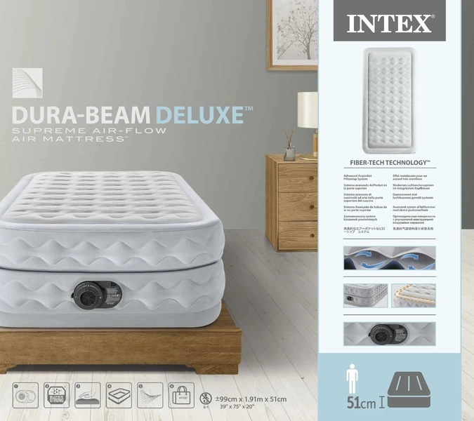 Intex Supreme Air Flow Luchtbed - Eenpersoons - Ingebouwde Elektrische Pomp 14 Intex Supreme Air Flow Luchtbed - Eenpersoons - Ingebouwde Elektrische Pomp - Afbeelding 12